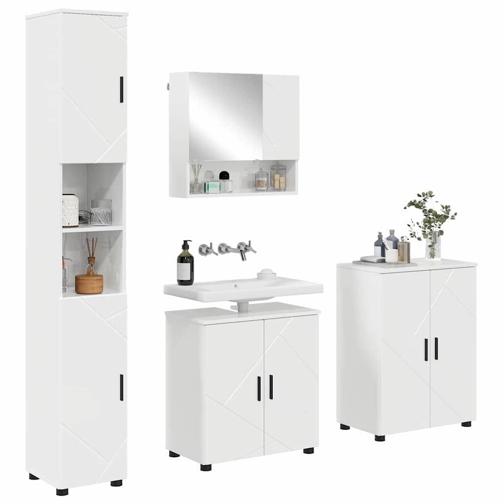 Bathroom Furniture Set 4 pcs High gloss white 61 x 35 x 64 cm