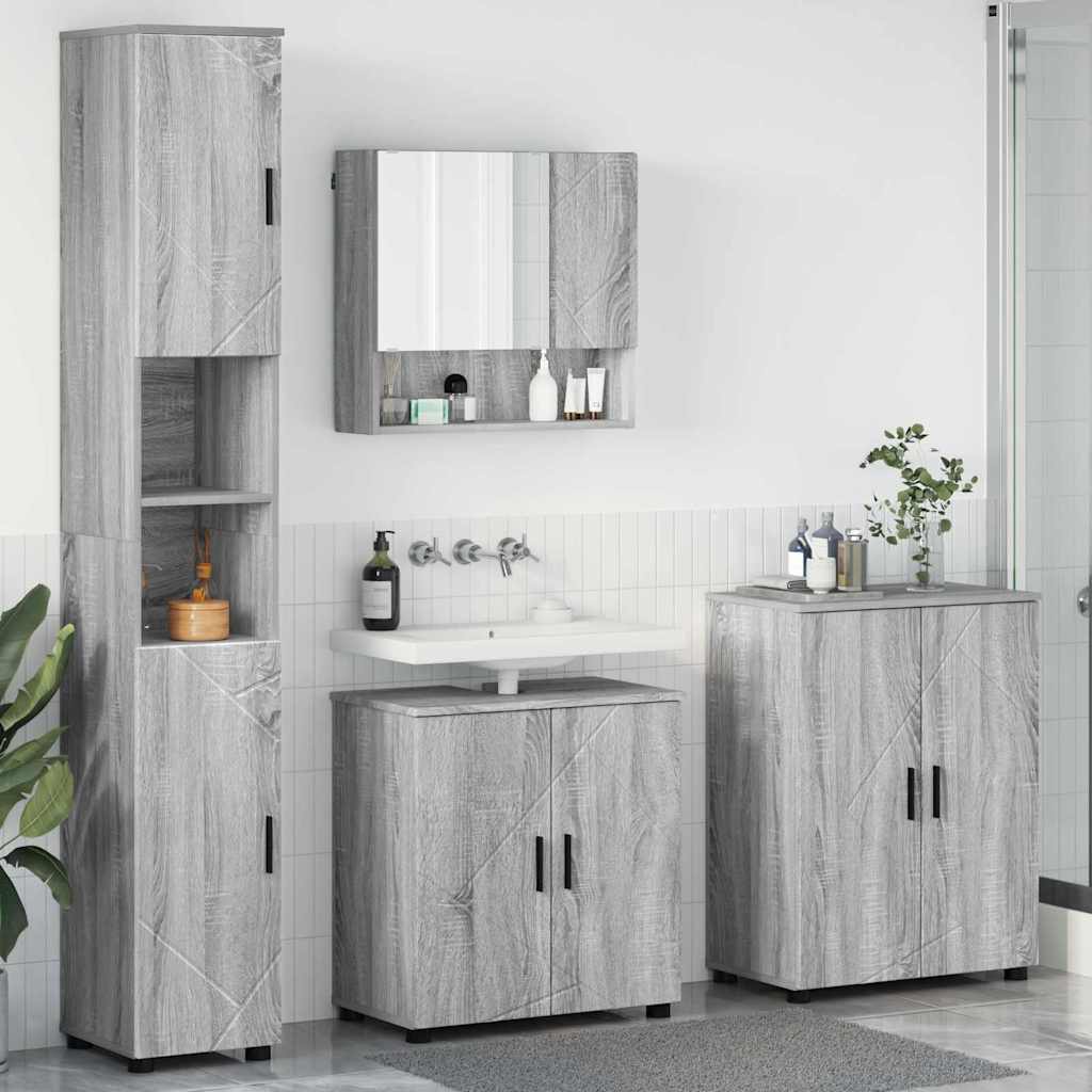 Bathroom Furniture Set 4 pcs Grey sonoma 61 x 35 x 64 cm