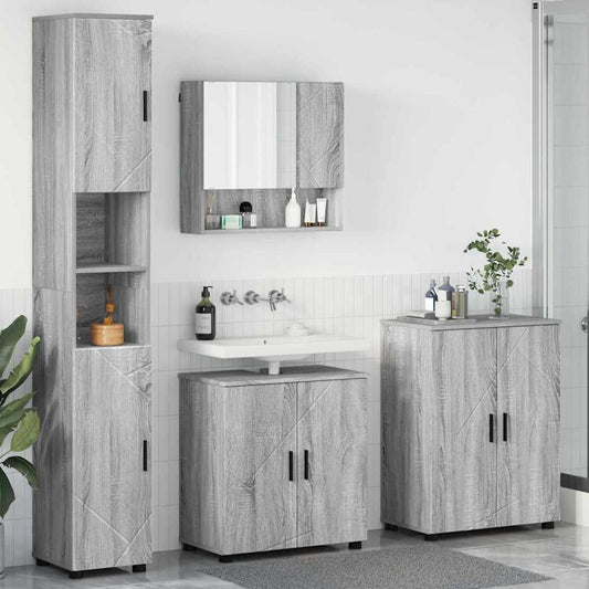 Bathroom Furniture Set 4 pcs Grey sonoma 61 x 35 x 64 cm