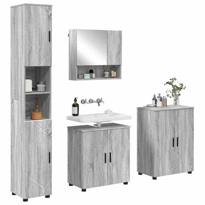 Bathroom Furniture Set 4 pcs Grey sonoma 61 x 35 x 64 cm