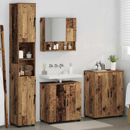 Bathroom Furniture Set with Door 4 pcs Old wood 61 x 35 x 64 cm