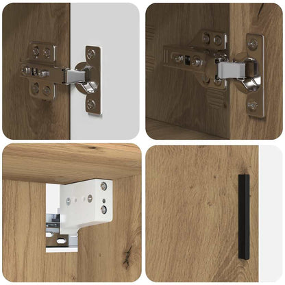 Bathroom Furniture Set Wall-mounted with Door 4 pcs Artisan Oak