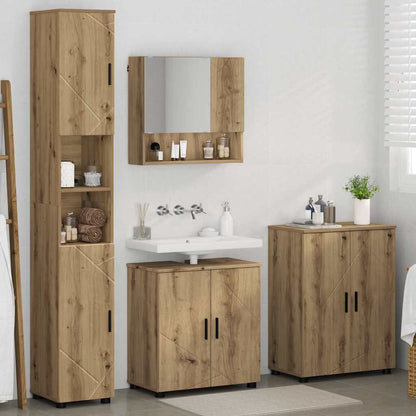 Bathroom Furniture Set Wall-mounted with Door 4 pcs Artisan Oak