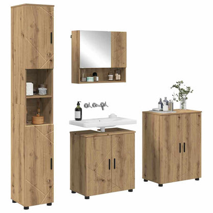 Bathroom Furniture Set Wall-mounted with Door 4 pcs Artisan Oak