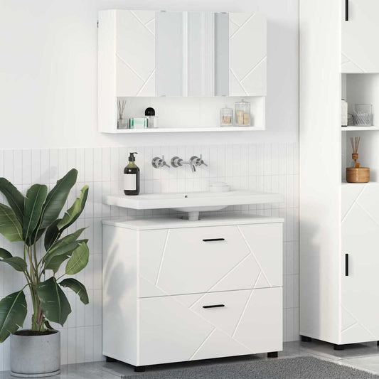 Bathroom Furniture Set 2 pcs White Engineered Wood and Metal