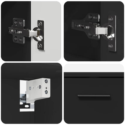Bathroom Furniture Set with Shelf 2 pcs Black 76.5 x 35 x 64 cm