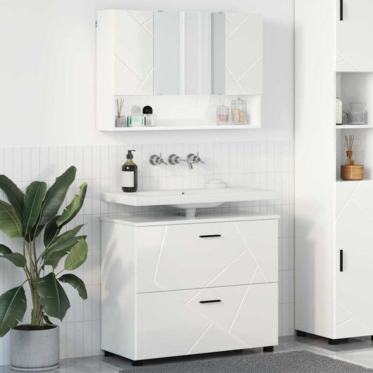 Bathroom Furniture Set 2 pcs High gloss white 76.5 x 35 x 64 cm