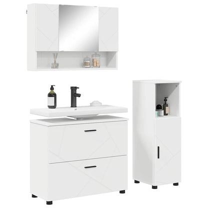 Bathroom Furniture Set with Shelf 3 pcs White 76.5 x 35 x 64 cm
