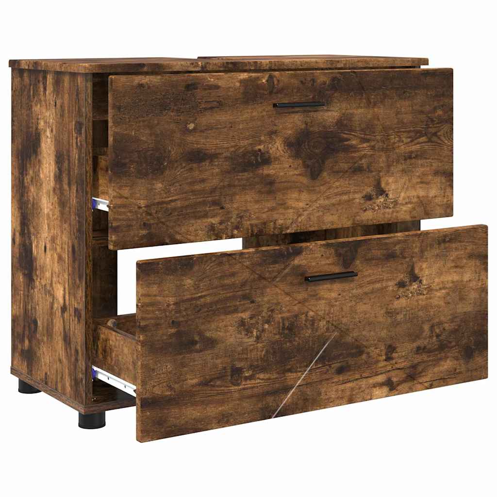 Bathroom Furniture Set 3 pcs Smoked oak Engineered wood