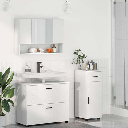 Bathroom Furniture Set 3 pcs White Engineered Wood and Metal