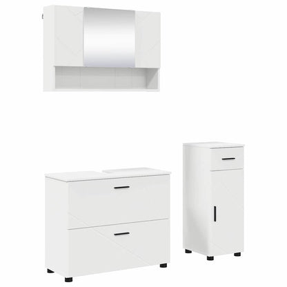 Bathroom Furniture Set 3 pcs White Engineered Wood and Metal