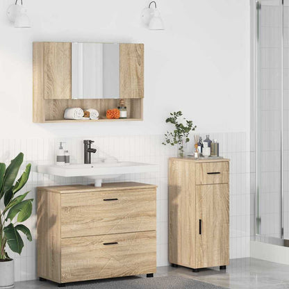 Bathroom Furniture Set with Drawer with Shelf 3 pcs Sonoma Oak