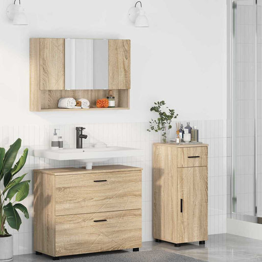 Bathroom Furniture Set with Drawer with Shelf 3 pcs Sonoma Oak