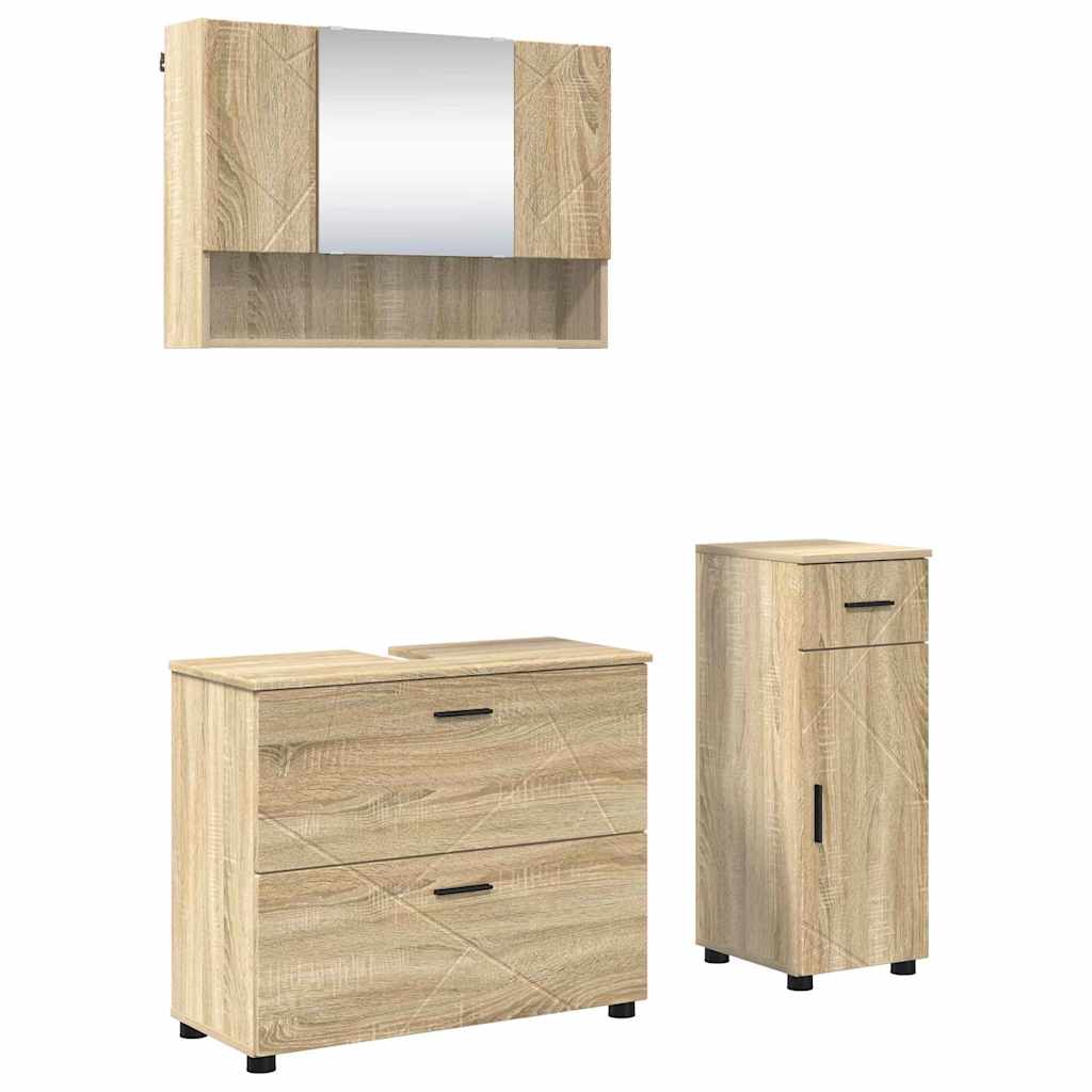 Bathroom Furniture Set with Drawer with Shelf 3 pcs Sonoma Oak