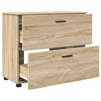 Bathroom Furniture Set with Drawer with Shelf 3 pcs Sonoma Oak