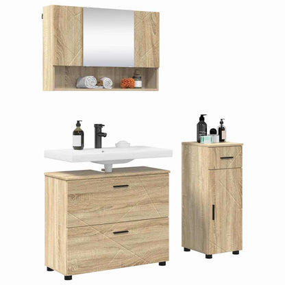 Bathroom Furniture Set with Drawer with Shelf 3 pcs Sonoma Oak