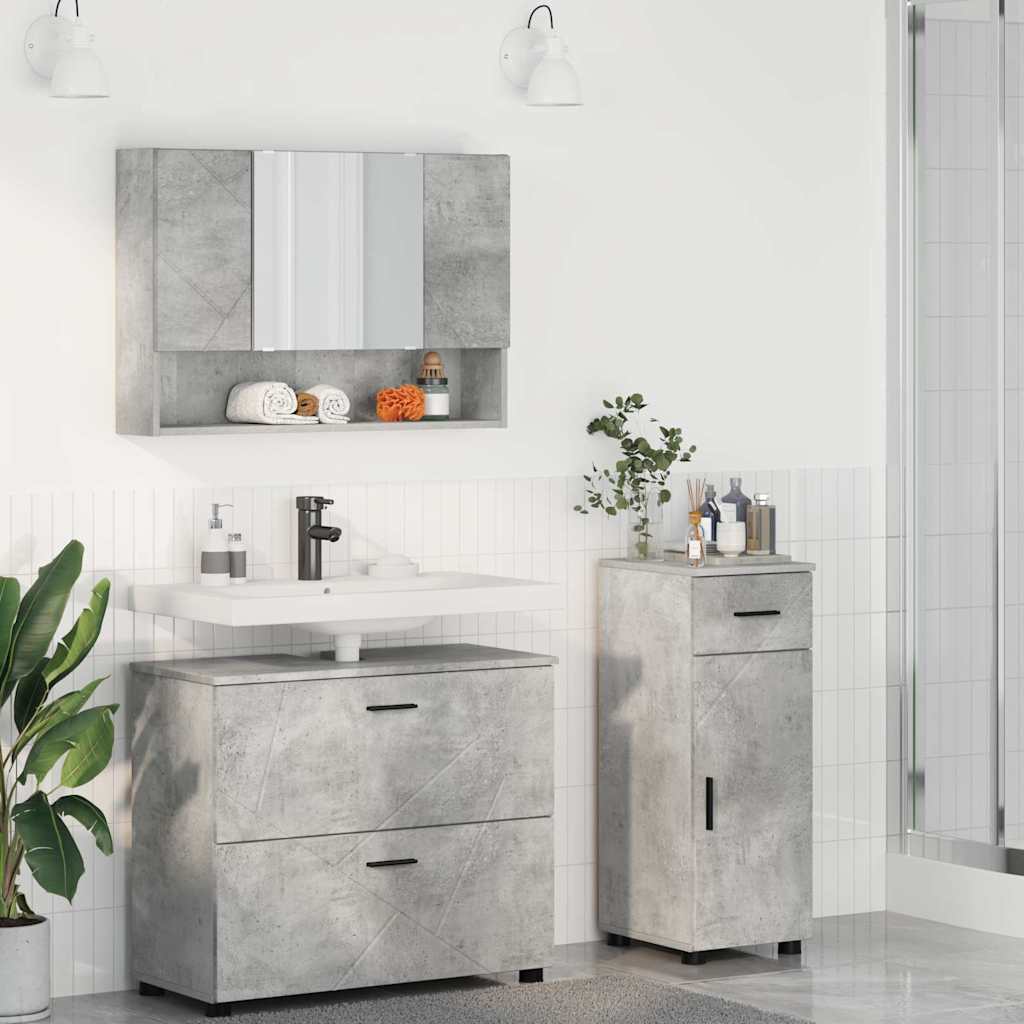 Bathroom Furniture Set with Drawer 3 pcs Concrete Grey