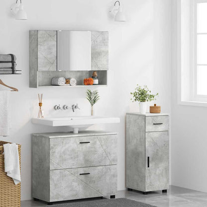 Bathroom Furniture Set with Drawer 3 pcs Concrete Grey