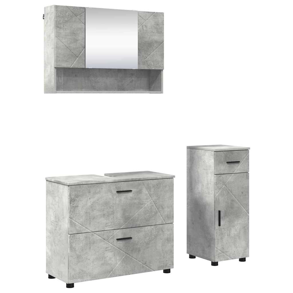 Bathroom Furniture Set with Drawer 3 pcs Concrete Grey