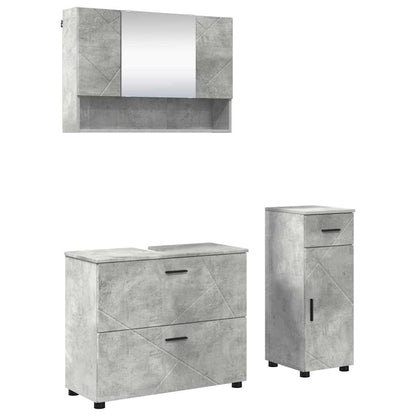 Bathroom Furniture Set with Drawer 3 pcs Concrete Grey