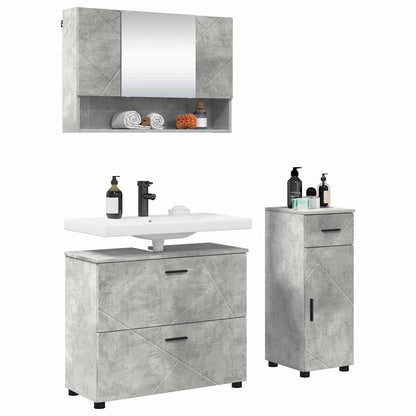 Bathroom Furniture Set with Drawer 3 pcs Concrete Grey