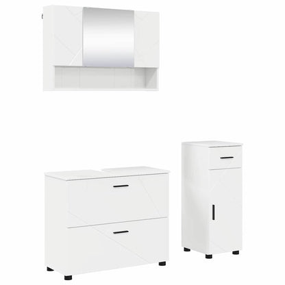 Bathroom Furniture Set with Drawer 3 pcs High Gloss White