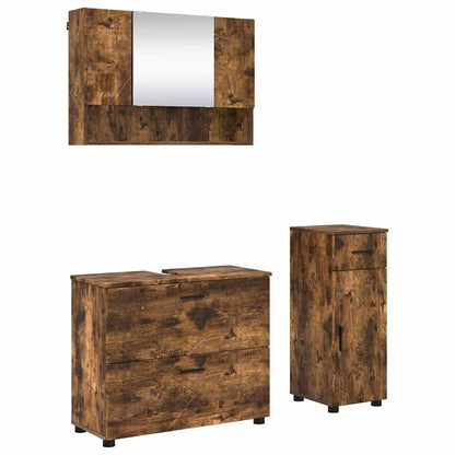 Bathroom Furniture Set with Drawer with Shelf 3 pcs Smoked Oak