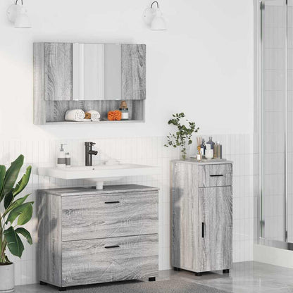 Bathroom Furniture Set with Drawer with Shelf 3 pcs Grey Sonoma