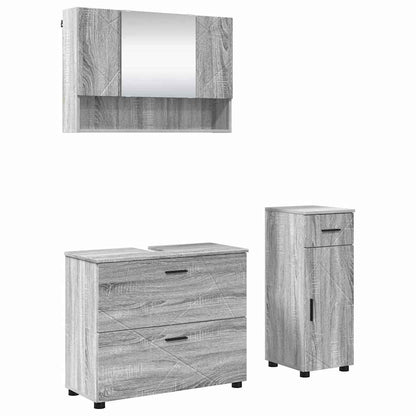 Bathroom Furniture Set with Drawer with Shelf 3 pcs Grey Sonoma