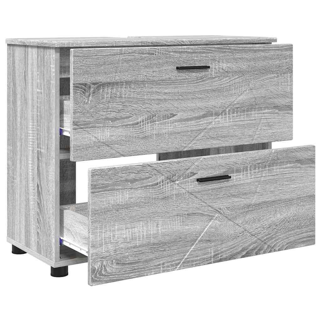 Bathroom Furniture Set with Drawer with Shelf 3 pcs Grey Sonoma