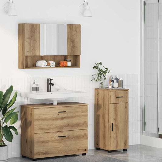 Bathroom Furniture Set with Drawer with Shelf 3 pcs Artisan Oak