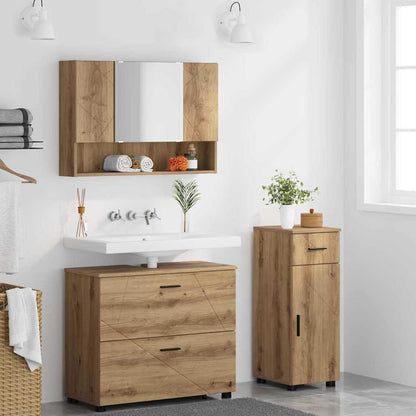 Bathroom Furniture Set with Drawer with Shelf 3 pcs Artisan Oak
