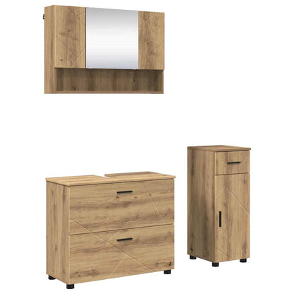 Bathroom Furniture Set with Drawer with Shelf 3 pcs Artisan Oak
