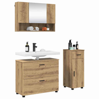 Bathroom Furniture Set with Drawer with Shelf 3 pcs Artisan Oak
