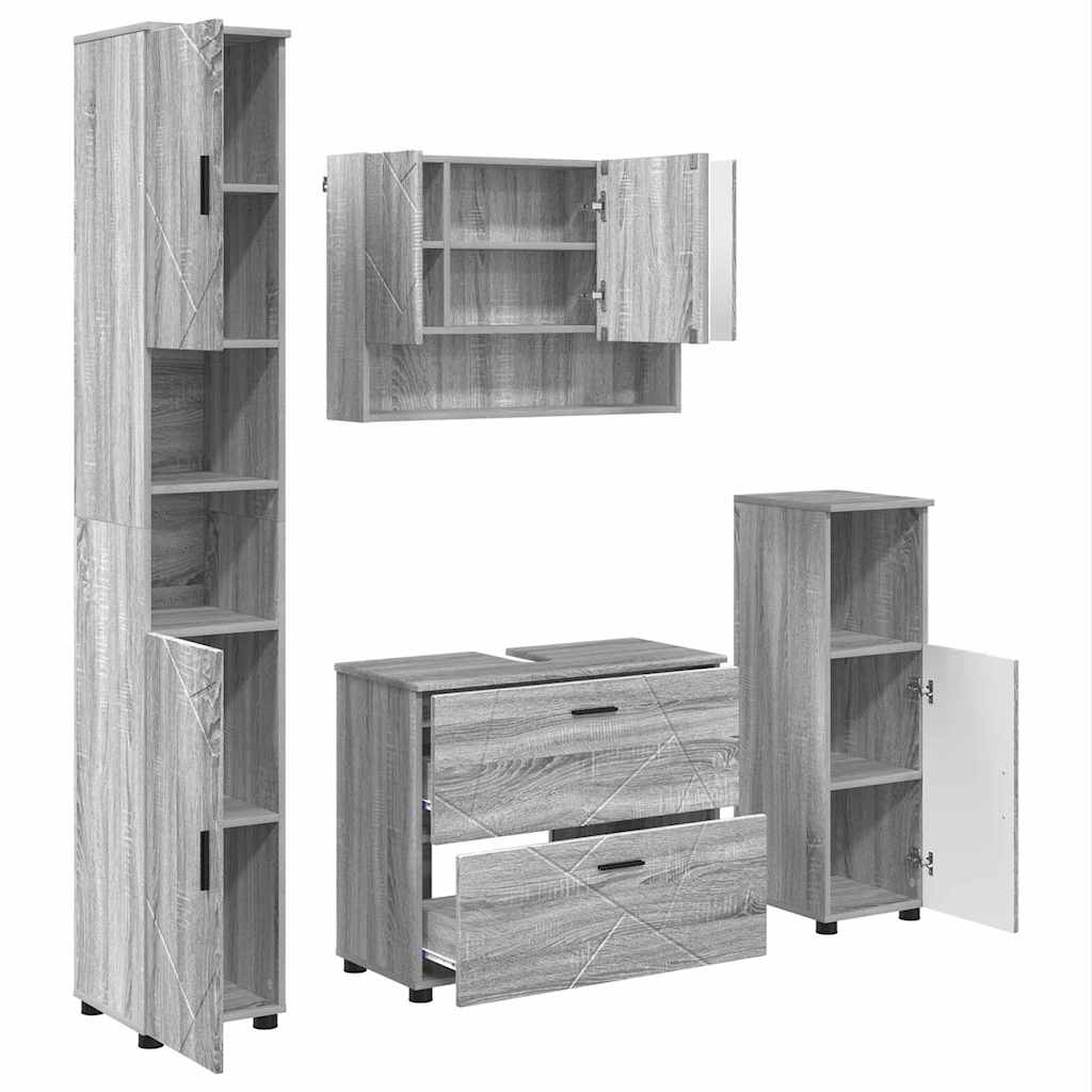 Bathroom Furniture Set 4 pcs Grey sonoma 30 x 35 x 192 cm