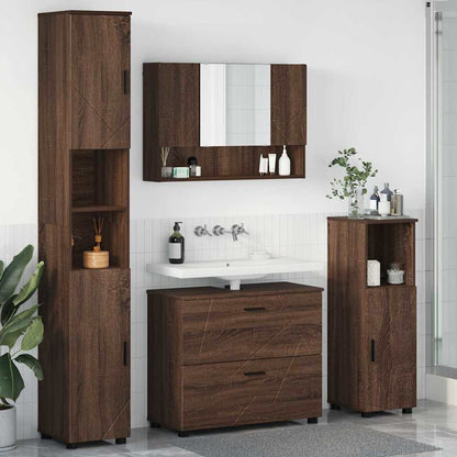 Bathroom Furniture Set 4 pcs Brown oak 30 x 35 x 192 cm