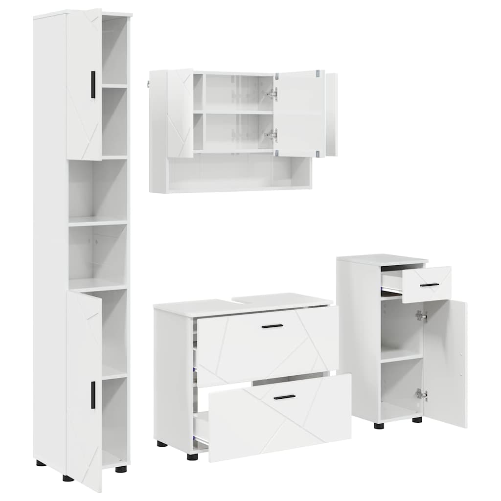 Bathroom Furniture Set 4 pcs High gloss white 30 x 35 x 192 cm