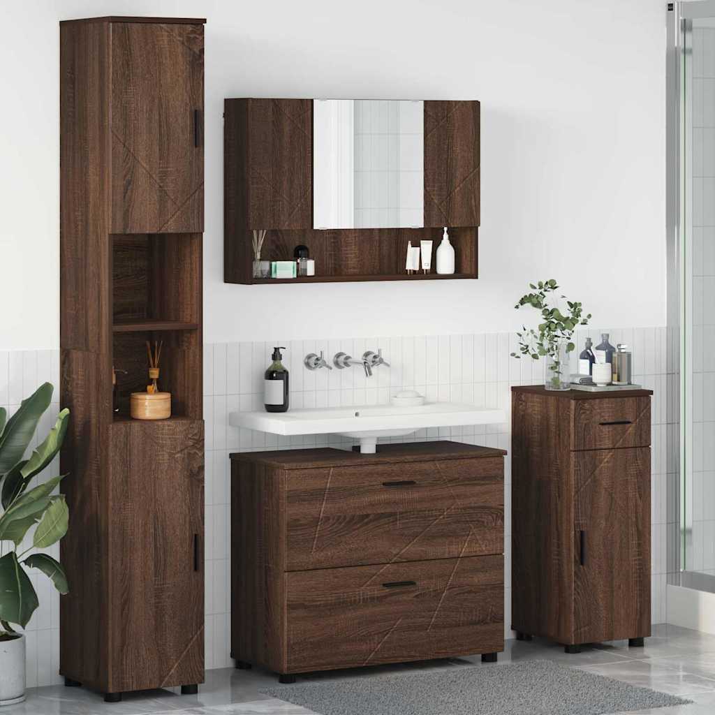 Bathroom Furniture Set 4 pcs Brown oak 30 x 35 x 192 cm