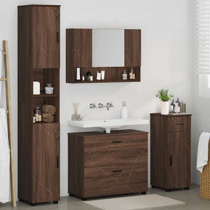 Bathroom Furniture Set 4 pcs Brown oak 30 x 35 x 192 cm