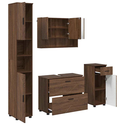 Bathroom Furniture Set 4 pcs Brown oak 30 x 35 x 192 cm