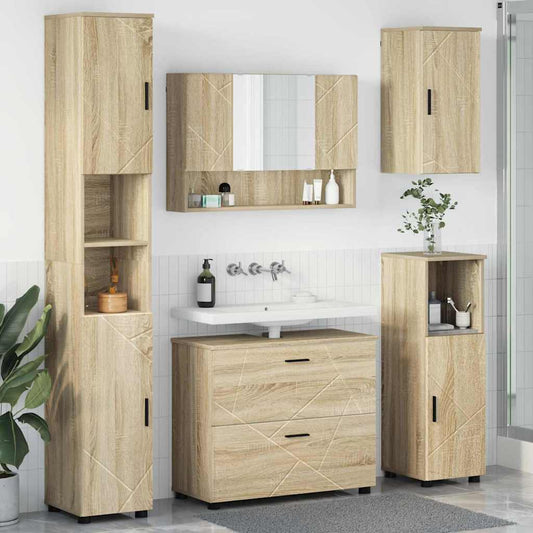 Bathroom Furniture Set with Drawer with Shelf 5 pcs Sonoma Oak