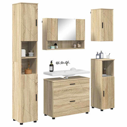Bathroom Furniture Set with Drawer with Shelf 5 pcs Sonoma Oak