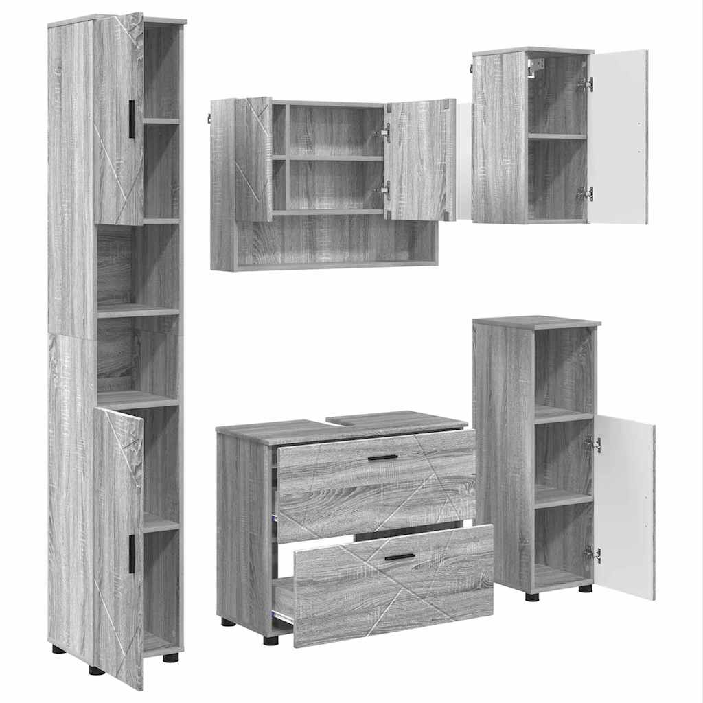 Bathroom Furniture Set 5 pcs Grey sonoma 30 x 35 x 192 cm