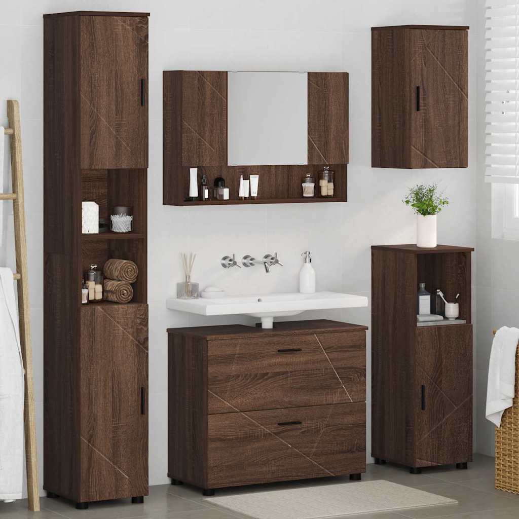 Bathroom Furniture Set 5 pcs Brown oak 30 x 35 x 192 cm