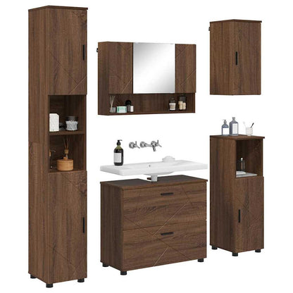 Bathroom Furniture Set 5 pcs Brown oak 30 x 35 x 192 cm