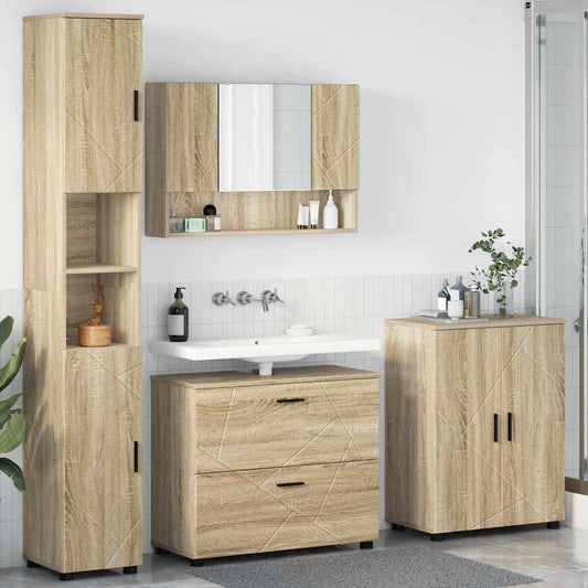 Bathroom Furniture Set 4 pcs Sonoma oak 30 x 35 x 192 cm