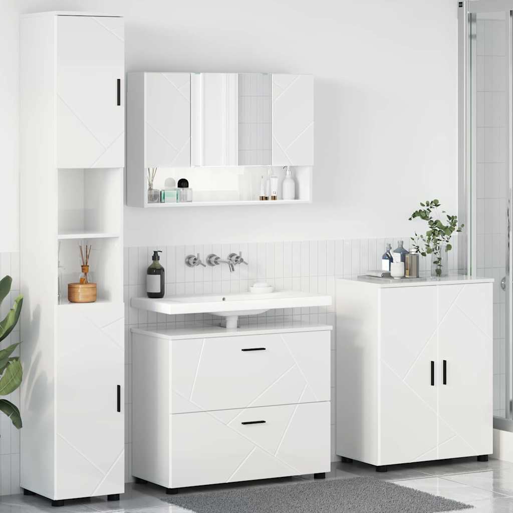 Bathroom Furniture Set 4 pcs High gloss white 30 x 35 x 192 cm