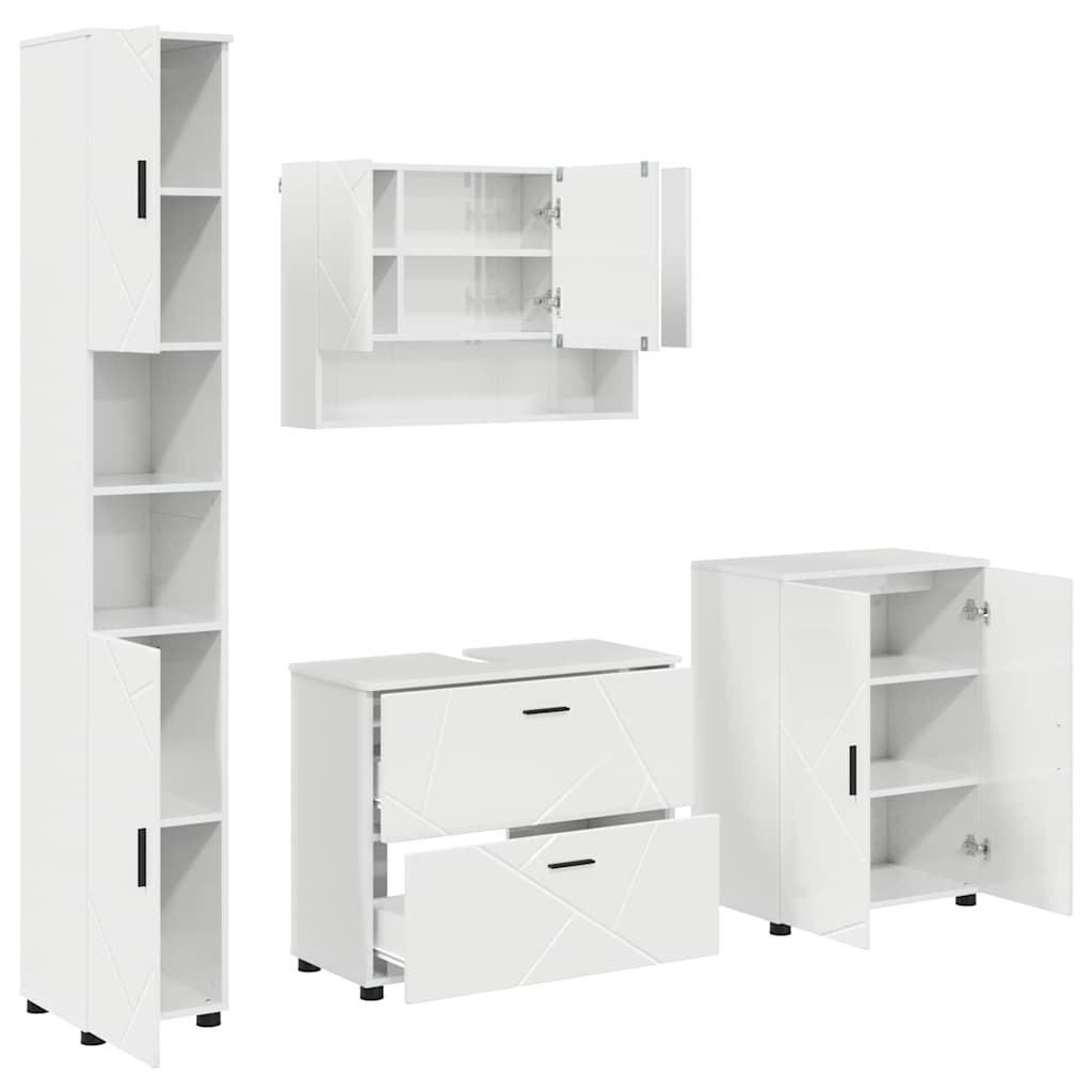 Bathroom Furniture Set 4 pcs High gloss white 30 x 35 x 192 cm