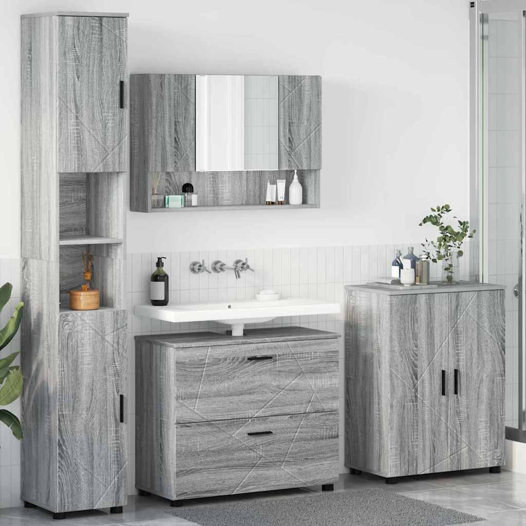 Bathroom Furniture Set 4 pcs Grey sonoma 30 x 35 x 192 cm