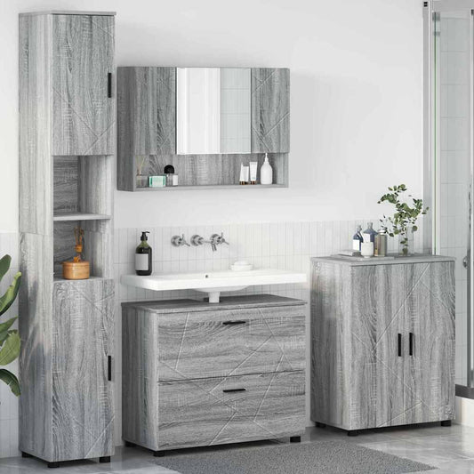 Bathroom Furniture Set 4 pcs Grey sonoma 30 x 35 x 192 cm